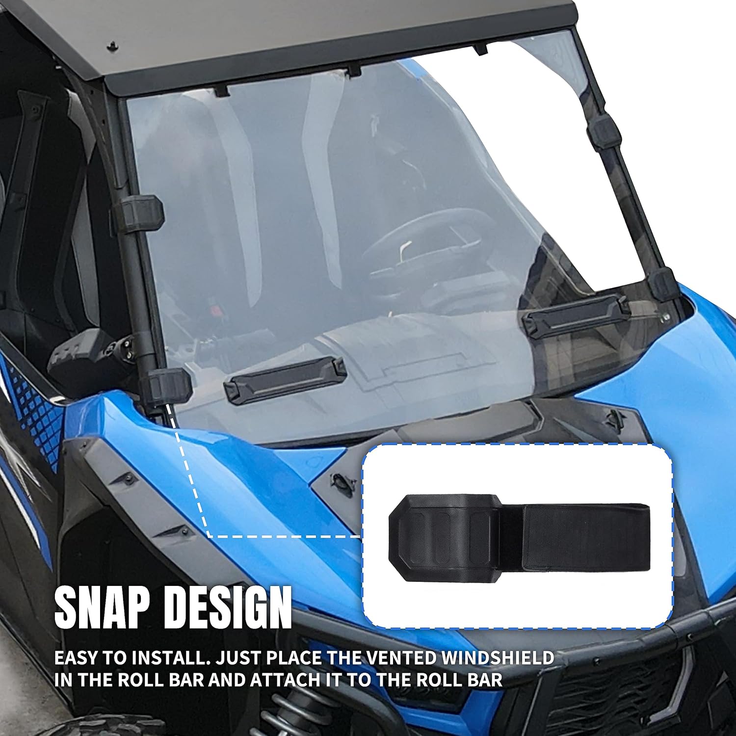 Vented Front Full Windshield for Teryx KRX 1000 20-25, Heavy-Duty Scratch Resistant Hard Coated Poly Front Full Windshield Windscreen for Kawasaki Teryx KRX 1000 2020-2025 Accessories