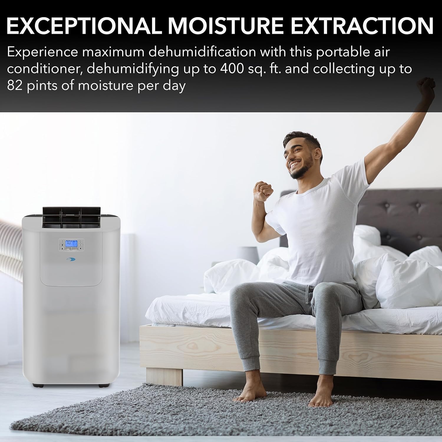 Whynter Portable Air Conditioner 12,000 BTU with Dual Hose Dehumidifier & Cooling Fan for 400 Sq Ft Rooms, Includes AC Unit Window Kit Elite ARC-122DS (7,000 SACC), Silver