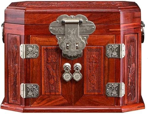 Elegant Mahogany Multi-Layer Jewelry Box - Red Rosewood Organizer for Rings, Necklaces & Accessories - Chic Wooden Storage Solution for Home Décor or Gifts