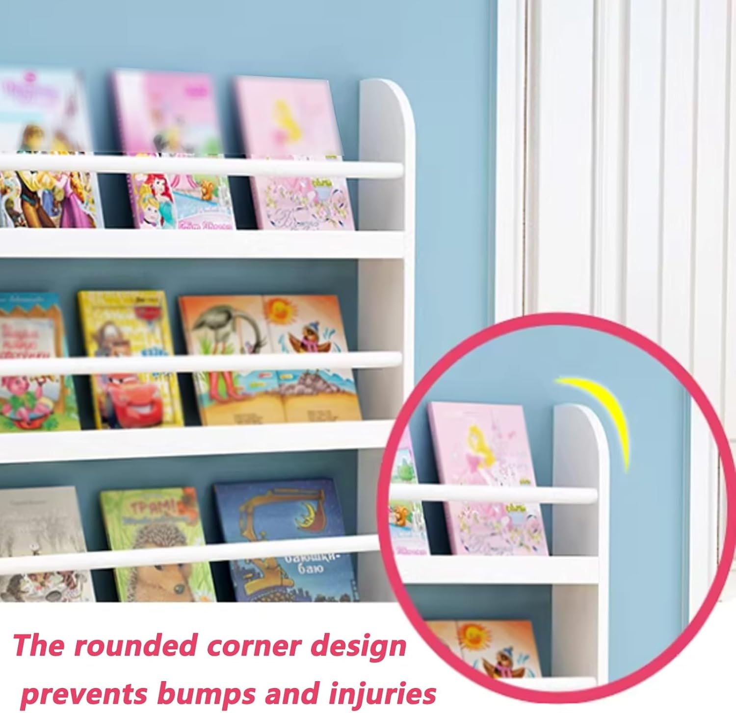 Wooden Behind The Door Bookshelf, Wall Mount Over The Door Organizer, Ultra Slim Hidden Storage Cabinet with Guards, Narrow Gap Organizer Cabinet for Book(White,L60xH145cm/23.6x57in)