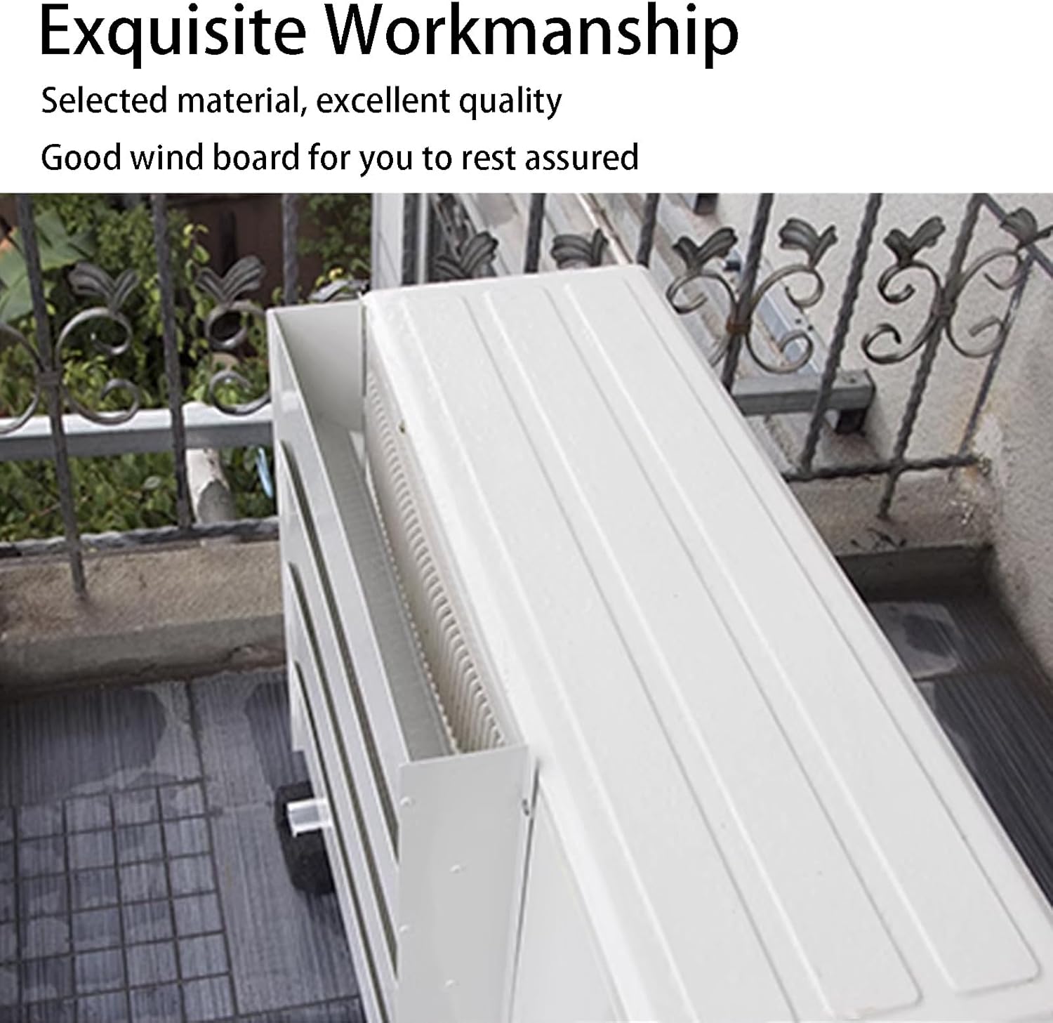 Air Conditioning External Unit Deflector,Air Outlet Baffle,Galvanized Steel Ac Vent Cover Weatherproof Air Conditioner Protection Fence Screen,Waterproof Dustproof Heat Pump Unit Cover