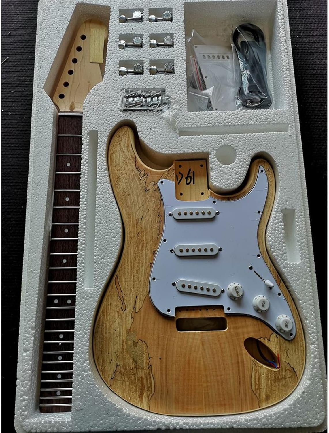 DIY Electric Guitar Kit Unfinished Electric Guitar Making Accessorie Set Maple Body Hard Maple Neck Rosewood Fingerboard (Color : 01)