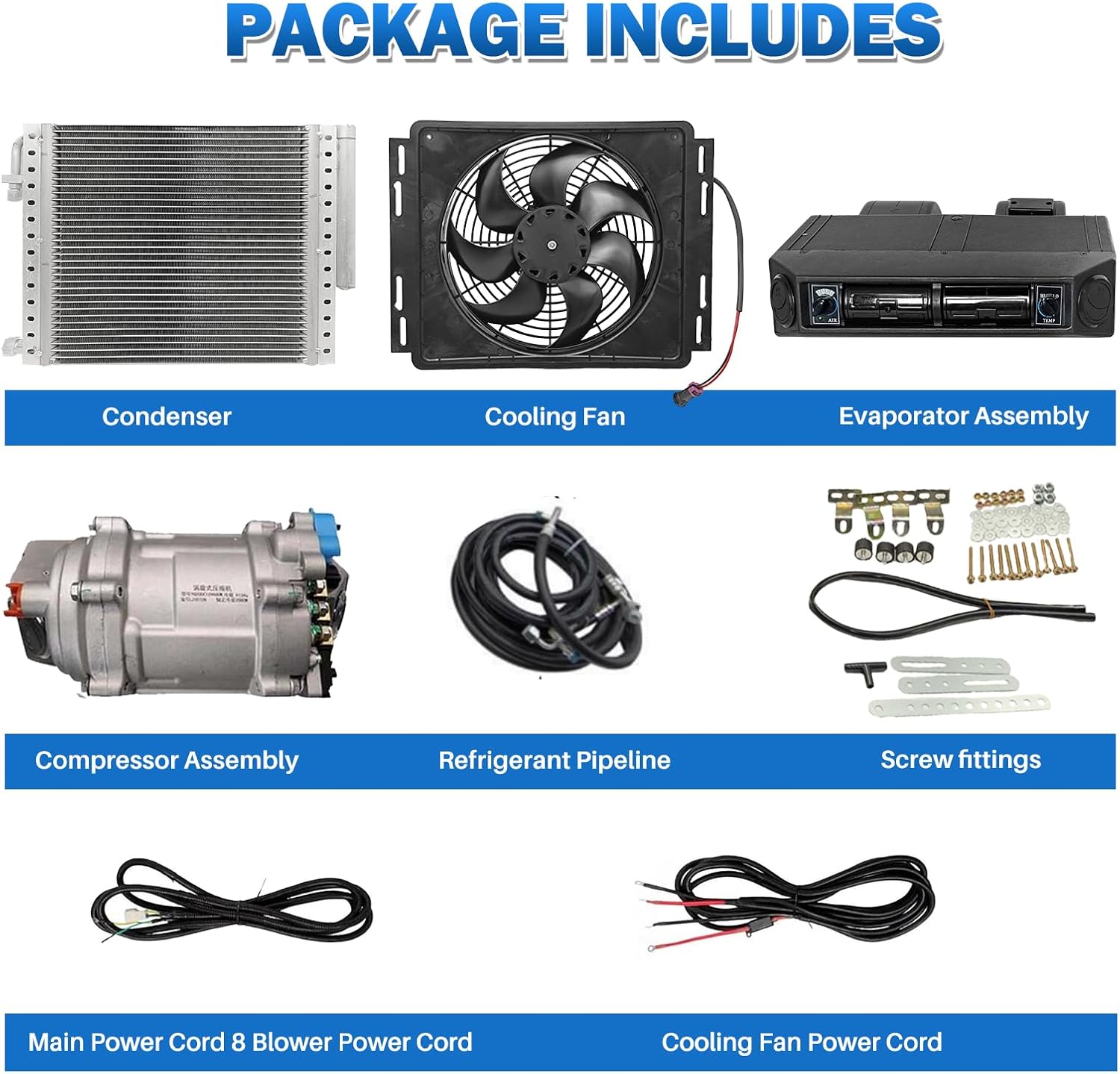 Under Dash Air Conditioner 12 Volt 10000BTU, Universal Air Conditioner 12V A/C for Car, 3-in-1 Compressor&Condenser APU, Low Noise Rapid Cooling for Car, Automotive, Sedan, Pickup