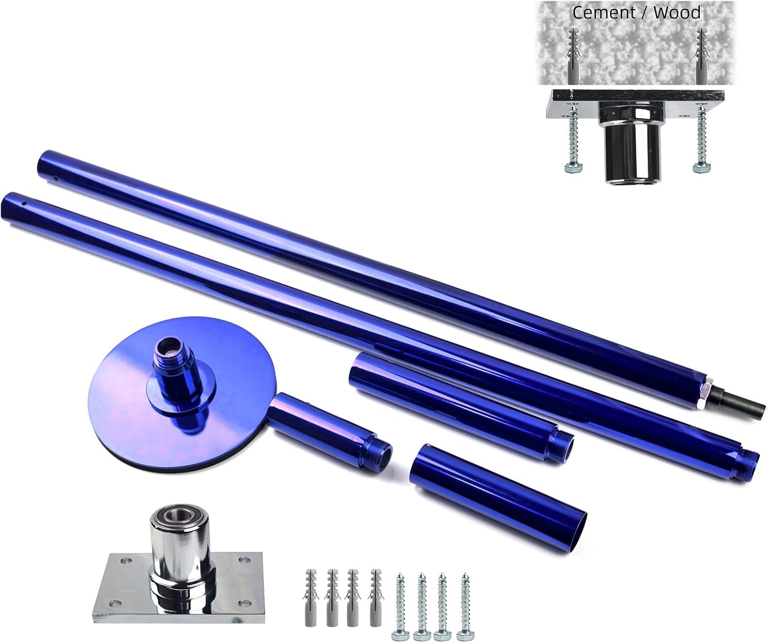 Height Adjustable Permanent Dance Pole with Fixed Plate Enhanced Safety and Stability for Home Dancing