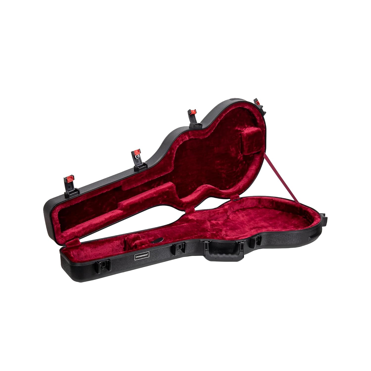 Crossrock ABS Flight Case for 335 Style Semi-Hollow Electric Guitars | Black Scratch-Resistant Shell, TSA Lock, Burgundy Plush Interior – Fits Gibson ES-335, Epiphone Casino