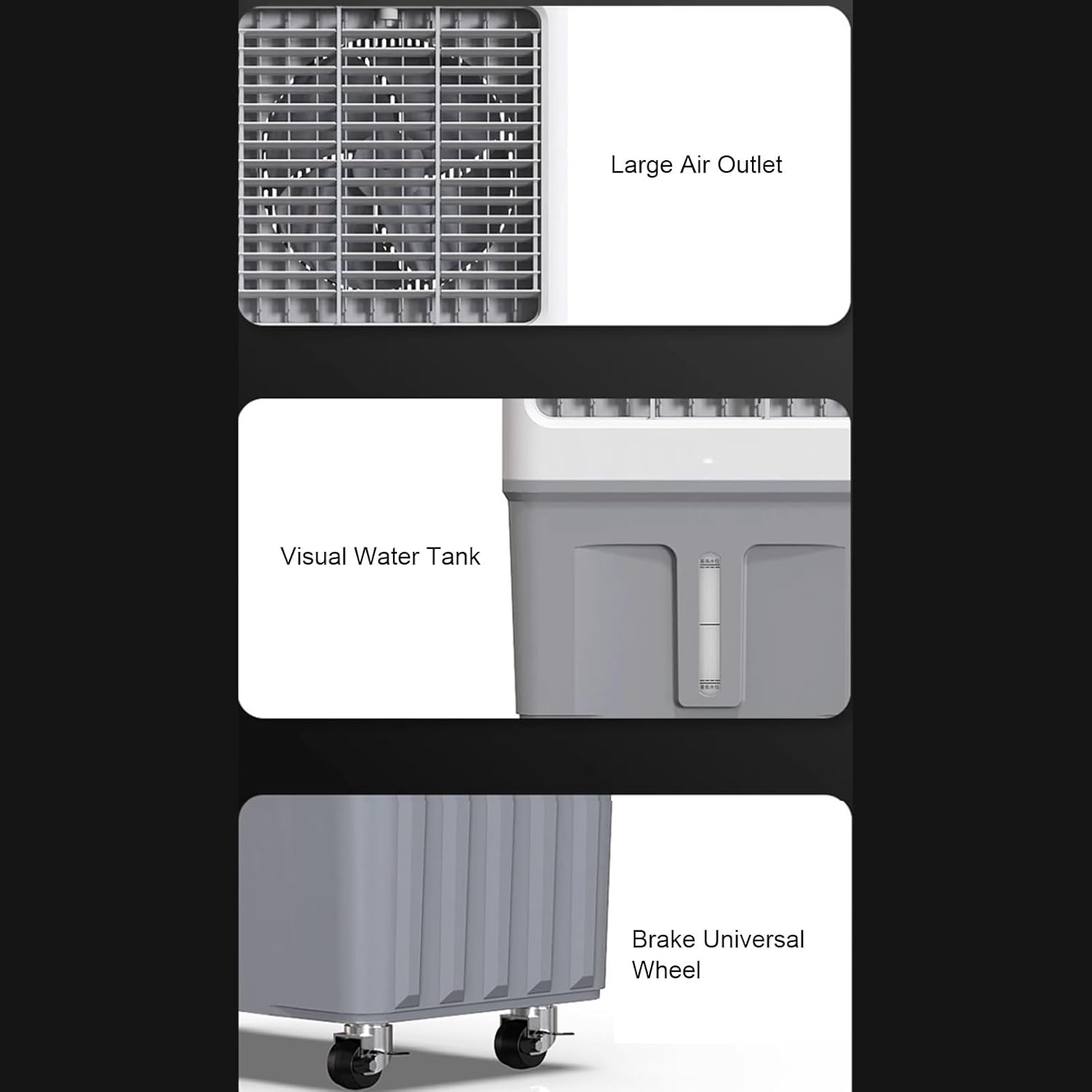 3-IN-1 Indoor Swamp Cooler Air Conditioner, Evaporative Air Cooler with Tank, 120° Oscillation for Room Office Garage