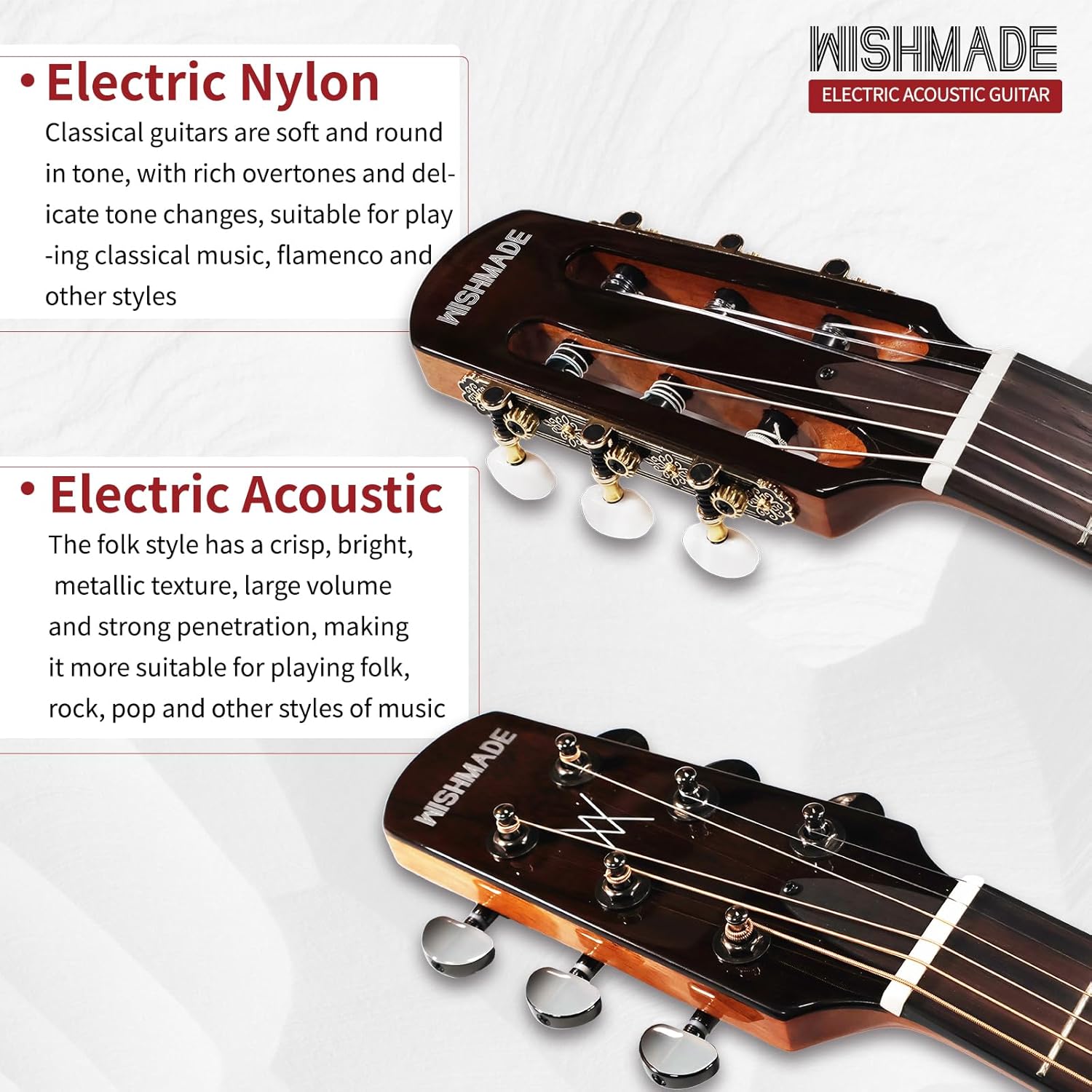 WISHMADE Acoustic-Electric Guitar,6 String Cutaway Guitar Build-in Pickup,Mahogany Body Neck Rosewood Fretboard With Gig Bag for adults (TSB)