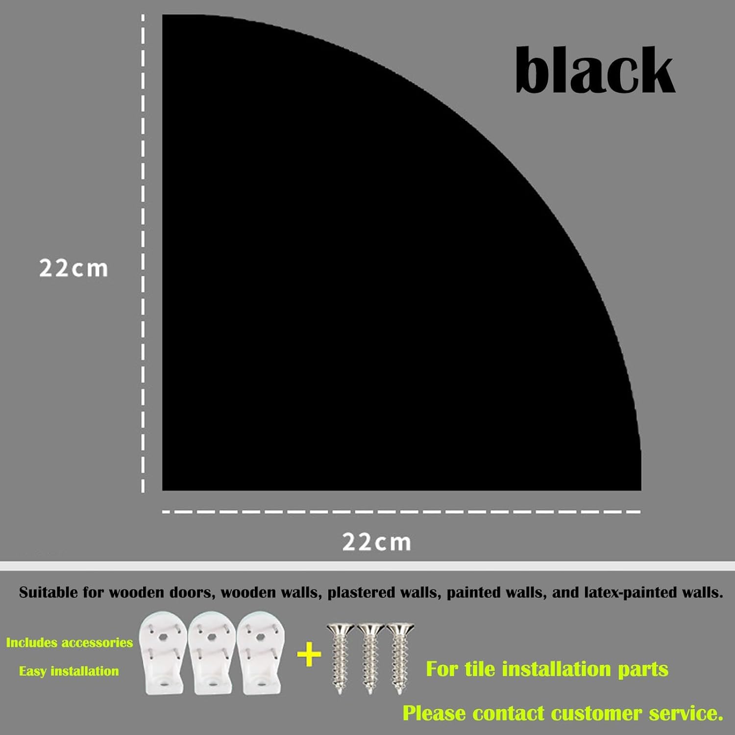 Set of 4 Floating Corner Shelves-Round End,Wall Mounted Shelves for Bathroom,Bedroom Kitchen-Versatile for Room Decor and Display(Black,22cm)