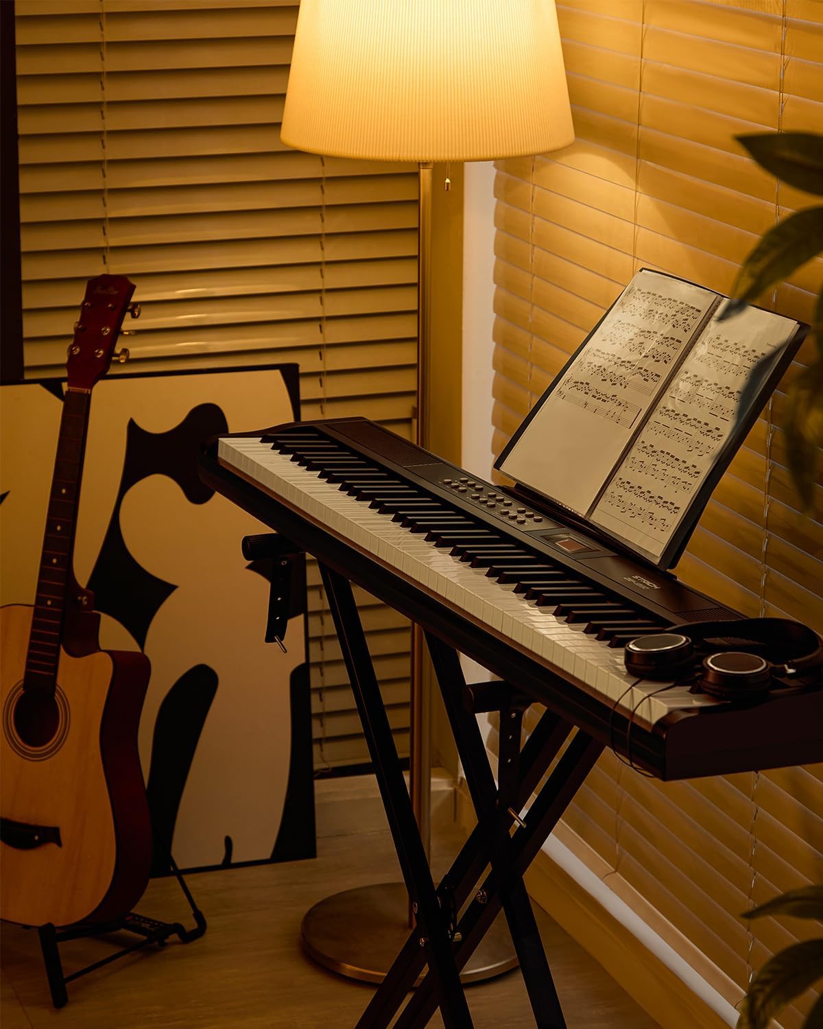 STRICH 88 Key Digital Piano Full Size Electric Keyboard with Semi-Weighted Sensitive Keys, Portable Electric Piano Set for Beginner, Bundle with Sustain Pedal, Headphones, Music Rest, SEP-150S