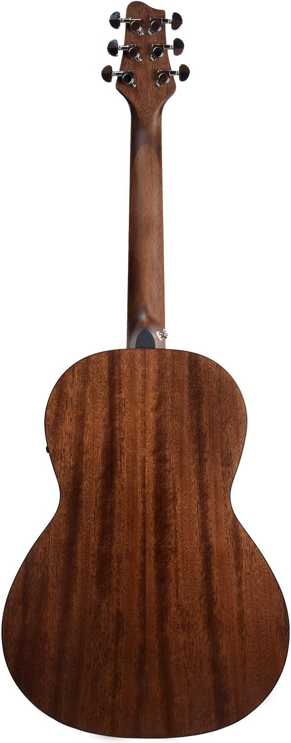 Sawtooth Mahogany Series Left-Handed Solid Mahogany Top Acoustic-Electric Parlor Guitar with Padded Gig Bag and Pick Sampler