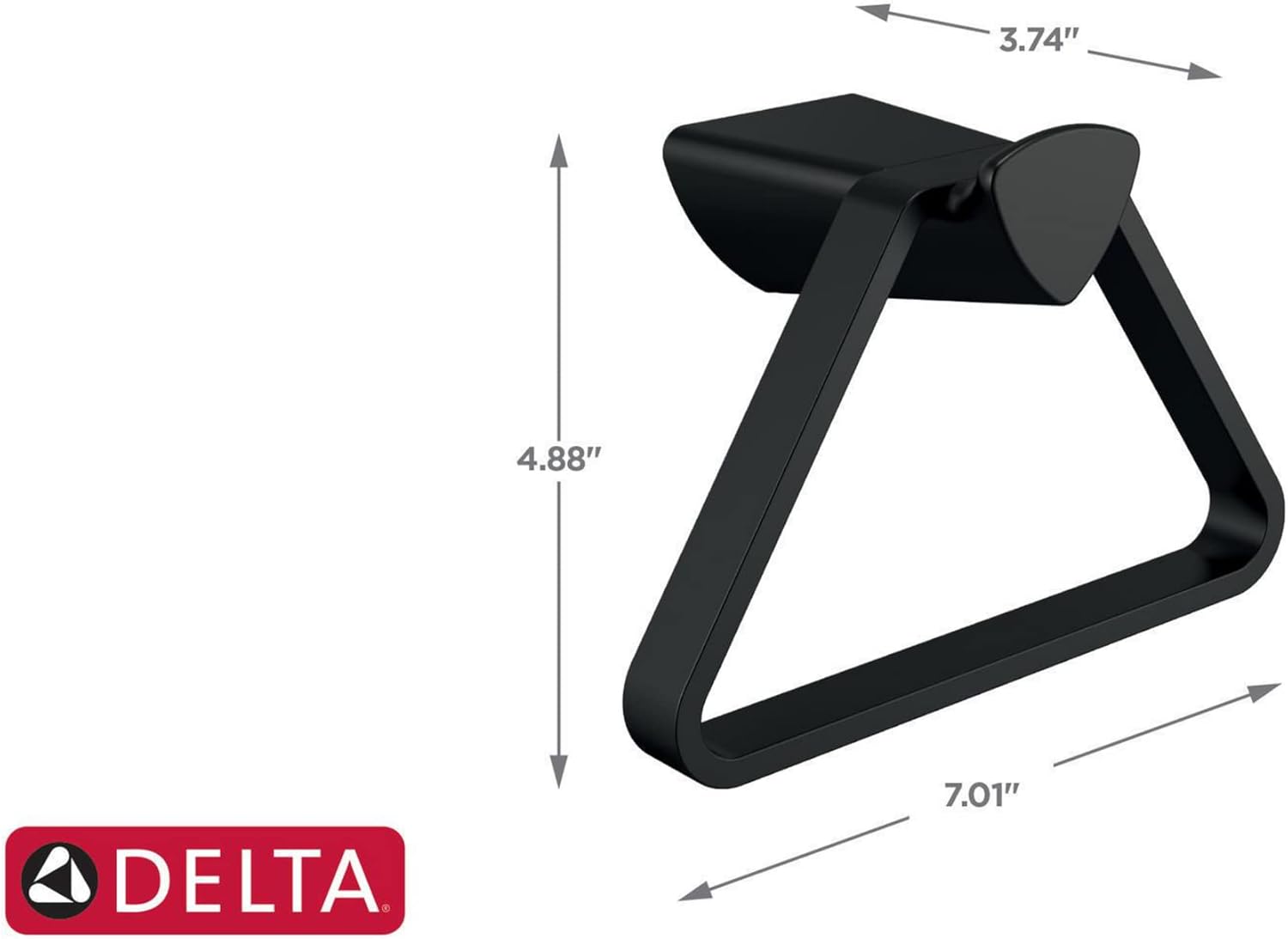 Delta Faucet Zura Towel Ring, Matte Black, Bathroom Accessories, 77446-BL