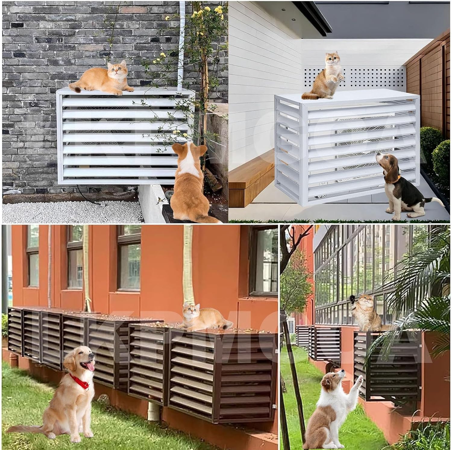 Air Conditioning Cover Aluminum, General Purpose Outdoor Air Conditioner Fence, Rainproof, Keep Away Branches and Leaves(Brown,110cm)