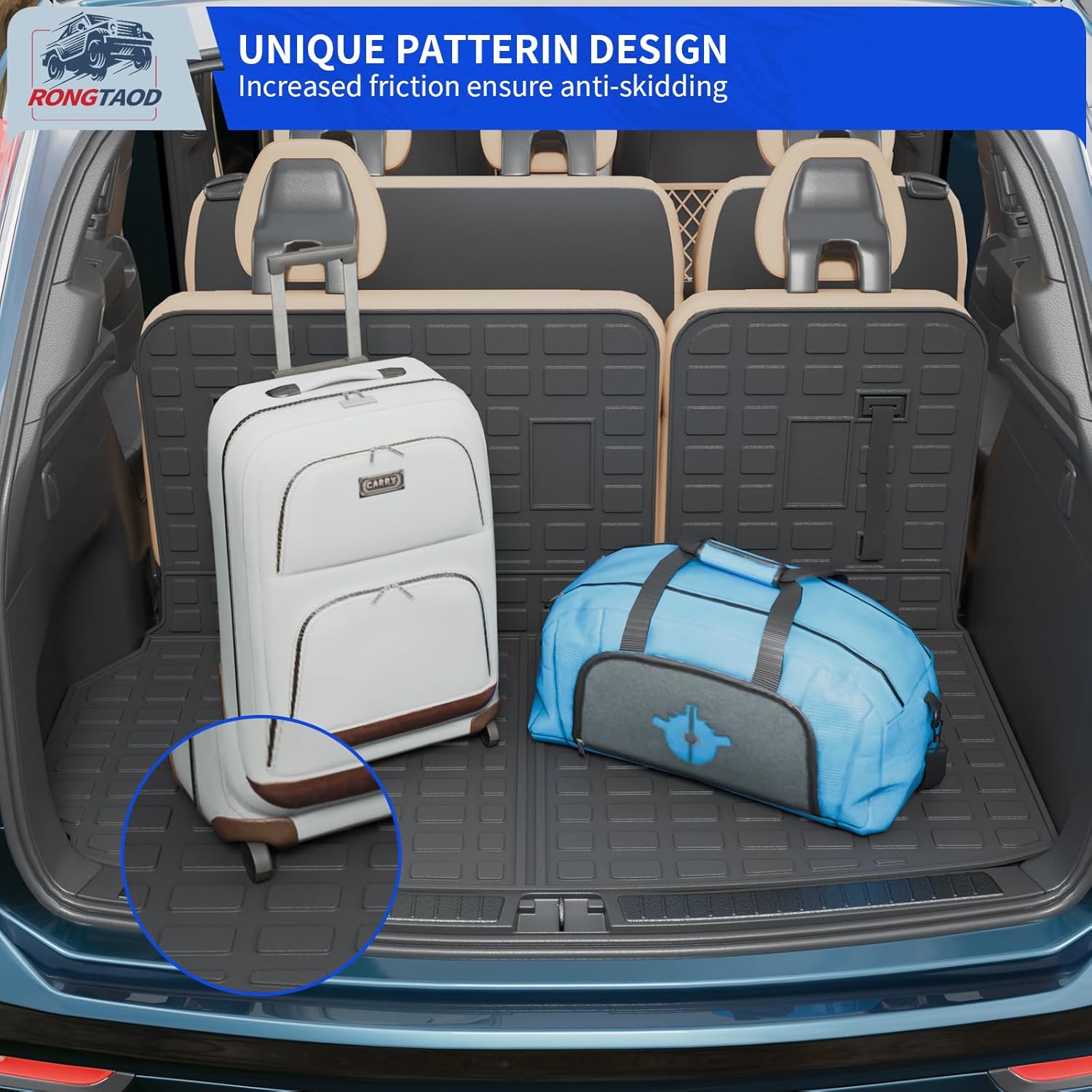 Rongtaod Floor Mats Compatible with 2024 2025 2026 Chevrolet Traverse 8 Seats (NOT for Limited) Sub Trunk Mat Lower Cargo Mat Cargo Liner Back Seat Cover Chevy Traverse Accessories (Set of 10)