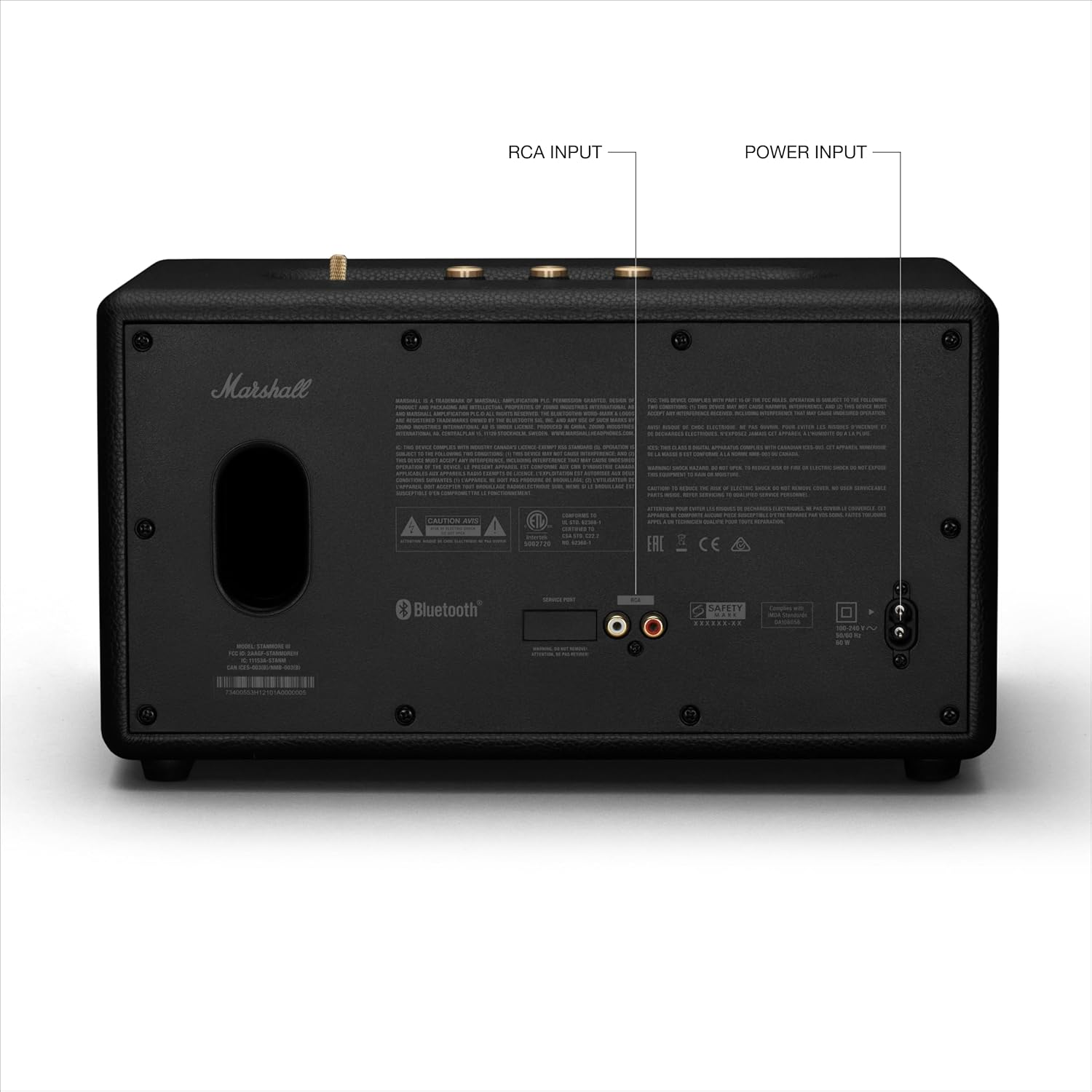 Marshall Stanmore III Bluetooth Home Speaker - Loud Stereo Sound with Bass and Treble Controls | Plug-in Powered | Record Player Compatible | RCA and 3.5 mm Aux Inputs - Black