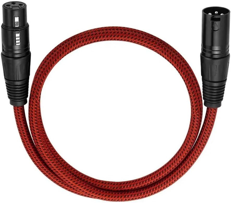 Floral Braided XLR Cable Male to Female 3 Pin Jack OFC Copper Foil + Braided Shield for Amplifier Microphone Mixer 6 Pack