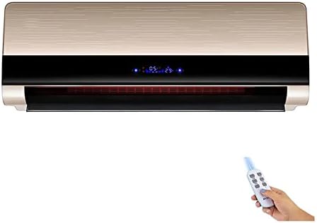 Wall Mounted Heater, Wall Mounted Remote Air Conditioner with Timer, Electric Heating Machine, Suitable for Home, Bedroom, Living Room, Bathroom, Silver, Gold (Gold)