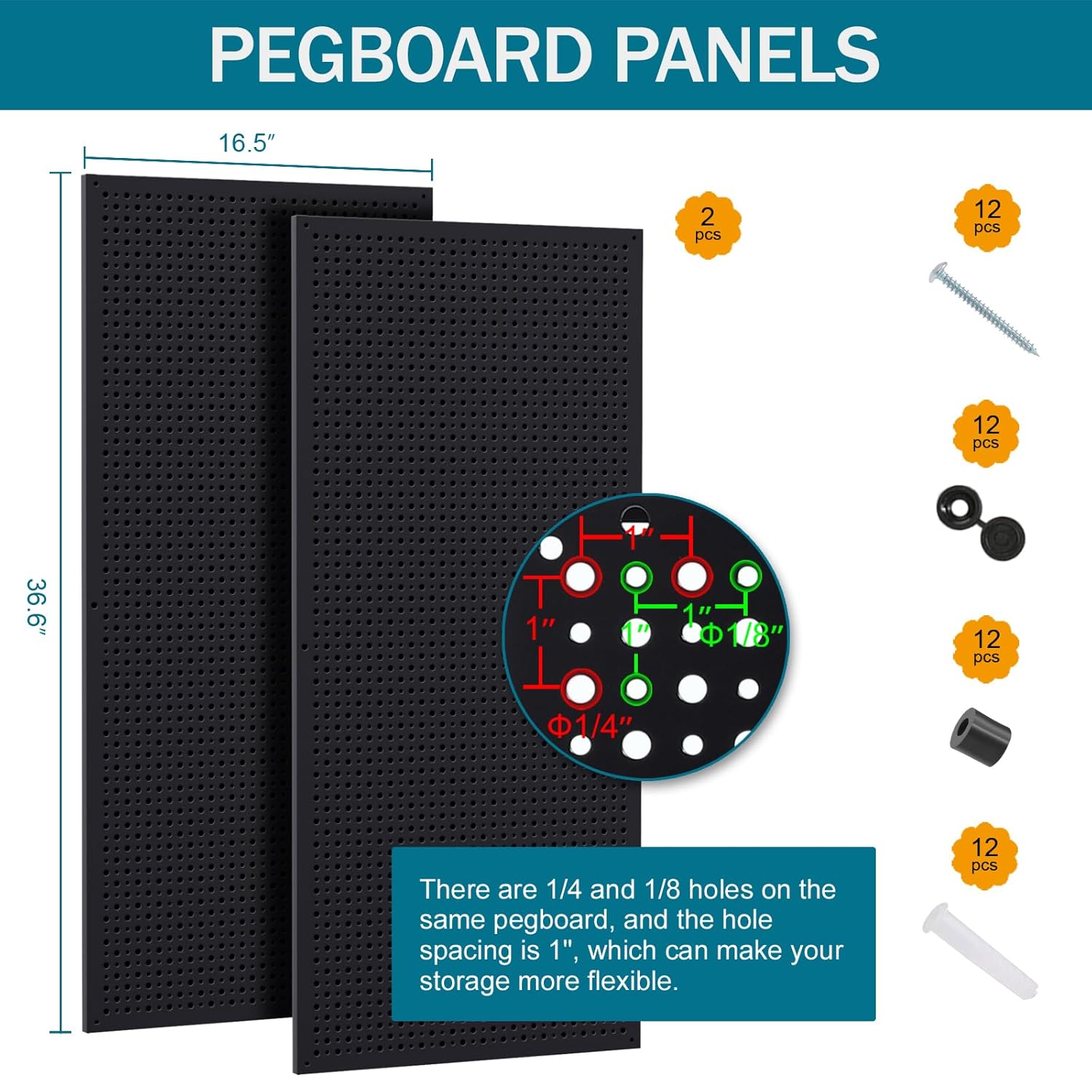 Peg Board kit with Accessories, Heavy Duty Steel Pegboard Kit with 180 PCS Varied Pegboard Accessories, Ideal for Tool Storage and Garage Organization, 16-Inch X 36-Inch, 2 Pack (Red Box)