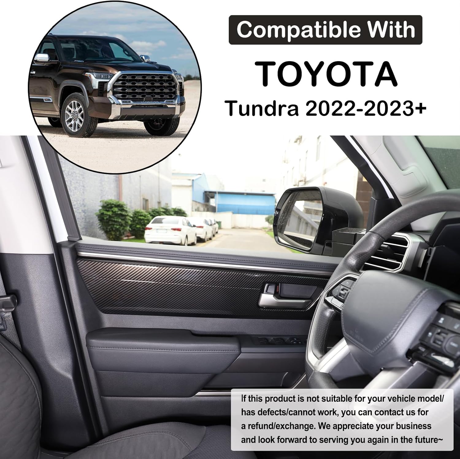 Aunginsy Car Inner Door Handle Panel Cover Trim Compatible with Toyota Tundra 2022 2023 2024 2025, 4Pcs Front Rear Door Handle Panel Protection Frame Decorative Sticker Look Interior ABS Accessories