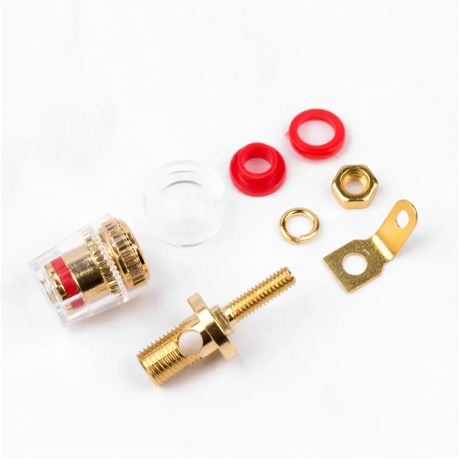 2PCS Audio Connector Terminals Banana Socket 4mm Binding Post Terminal Brass Gold Plated for Speaker Amplifier Acoustic(20PCS,Red-01)