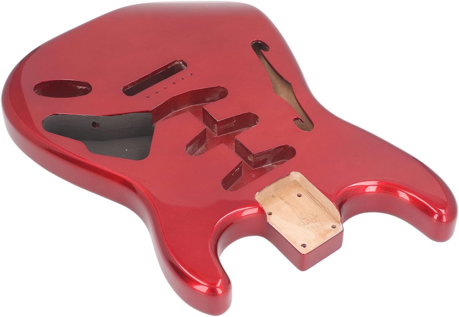 Electric Guitar Body, High Gloss Finish, Decorative Predrilled Exquisite Wooden Electric Guitar Body for Upgrade (GSB12ST Red)