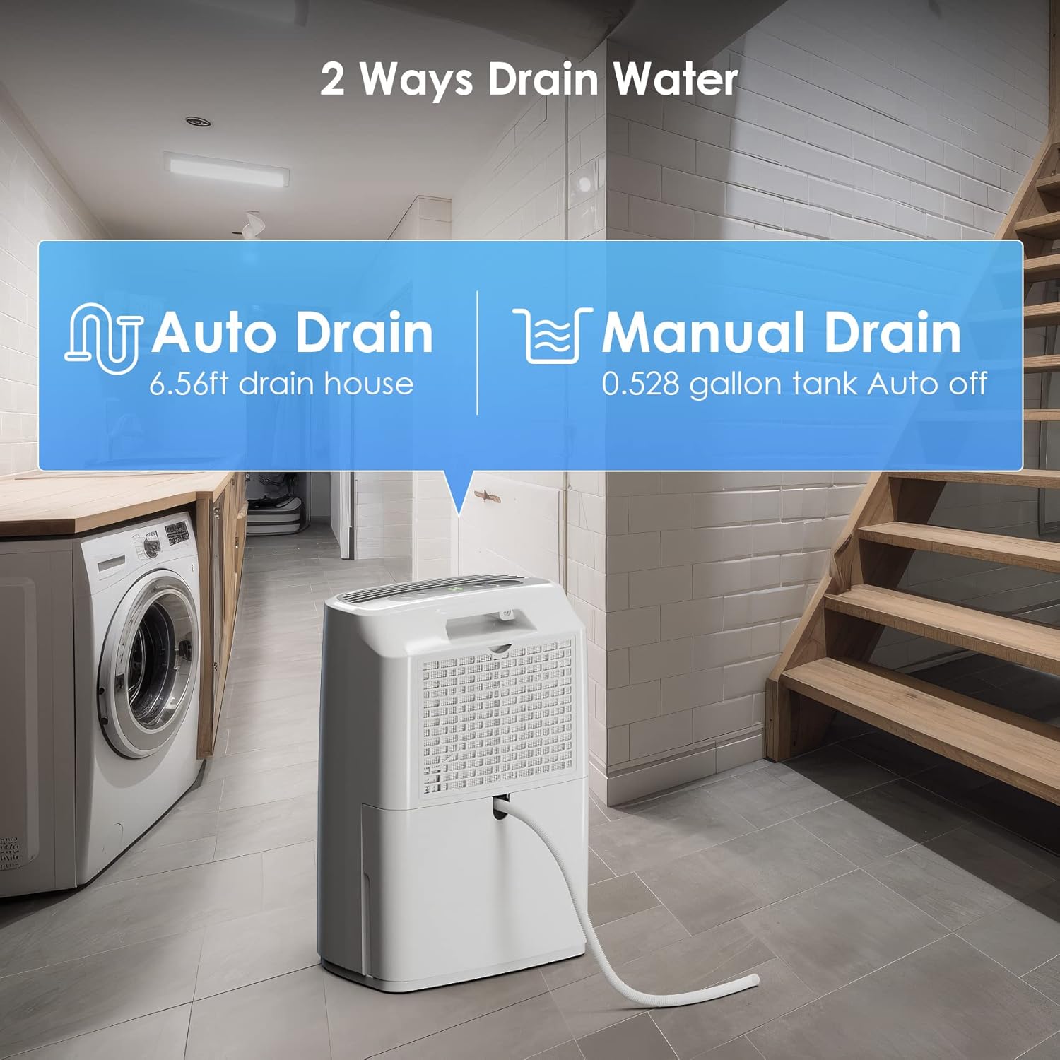 2500 Sq.Ft Dehumidifier for Home Basement, ANDTE 34 Pints Dehumidifier with Drain Hose with Smart Humidity Control, 3 Operation Modes, Powerful Moisture Removal for Large Room, RV, Bathroom, Bedroom