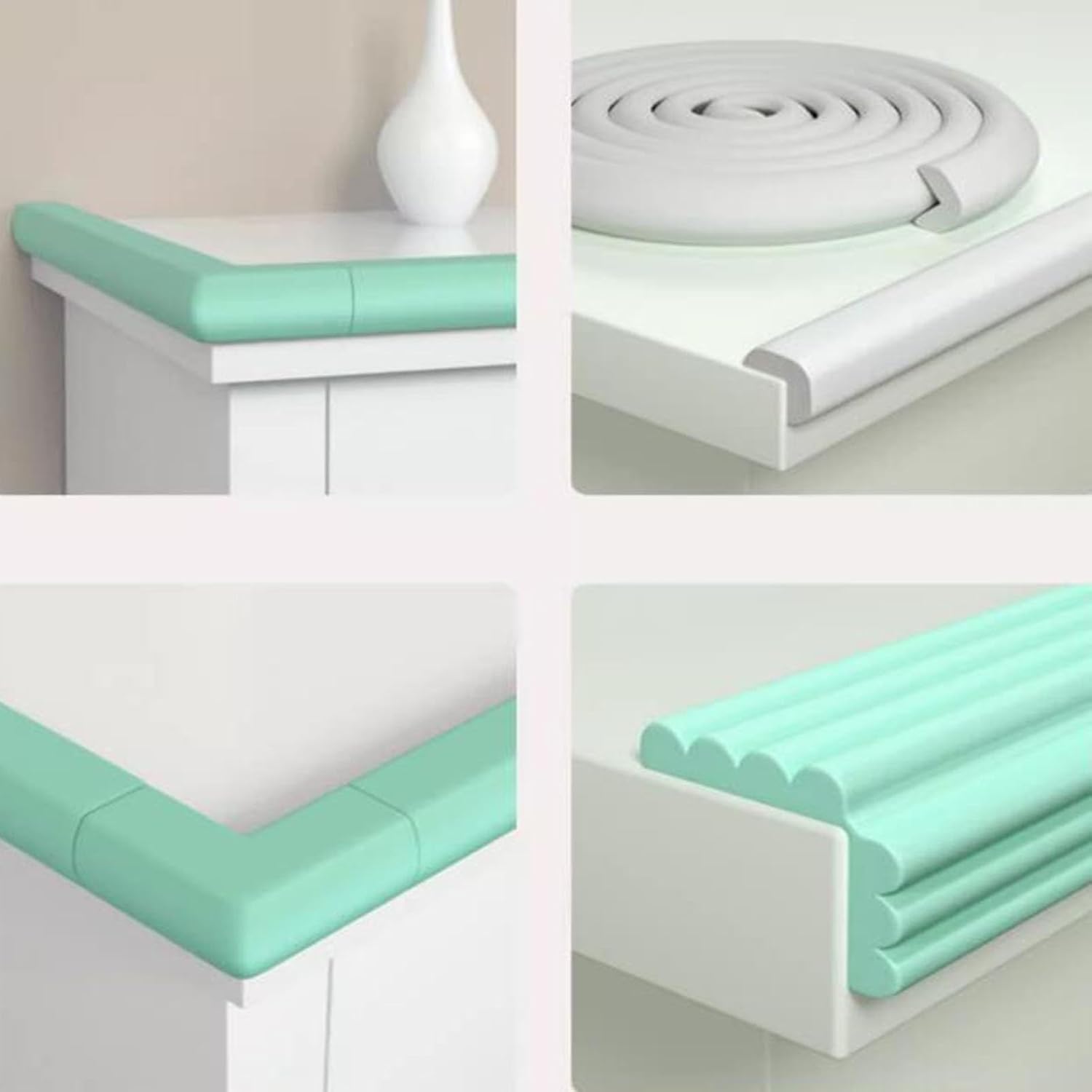 Foam corner protectors, Furniture Corner Protectors Guards Edge Bumper Strips Soft NBR Foam Cushion Adhesive Padding for Coffee Table Kitchen(Woody,10pcs)