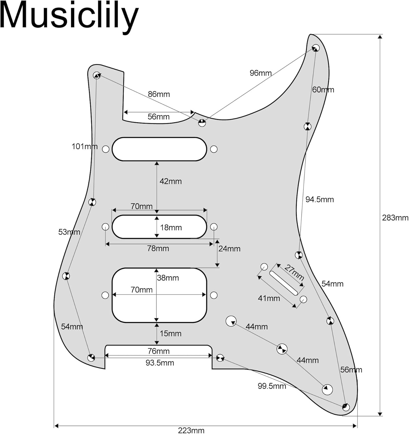 Musiclily Pro Auto-Split HSS Loaded Pickguard ST Prewired Pickguard with Artec Alnico 5 Single Coil Humbucker Pickups for American/Mexico Import Squier Strat Electric Guitar, 3ply Cream