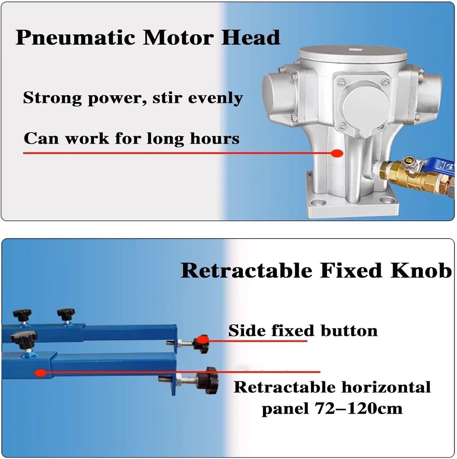 0-1300 RPM Pneumatic Paint Mixer Air Agitators, 1HP Tank Paint Mixer Machine, Pneumatic Agitator with Support Hanger, for Ink Dissolver Agitator