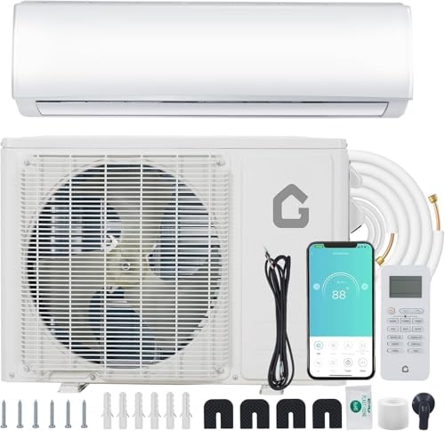 GarveeLife 18,000 BTU Mini Split Air Conditioner Heat Pump, 23 SEER2 High-Efficiency Inverter AC, Heats/Cools up to 1,250 Sq.Ft, 208V/230V, Smart WiFi Alexa Enabled, Easy Installation Kit – R45 Series