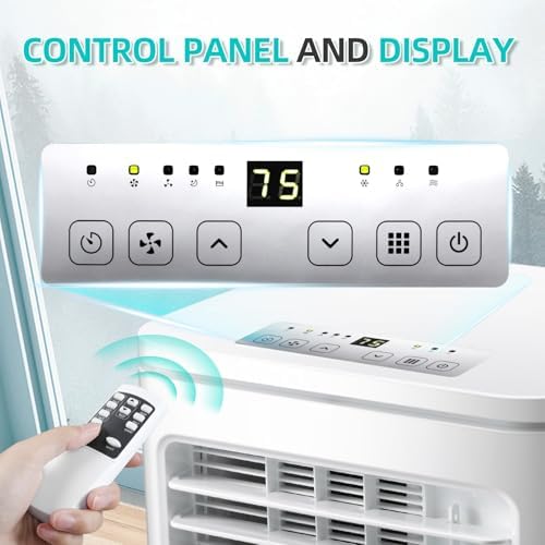Portable 8000 BTU Air Conditioner, 4 in 1 protable AC, Cools 350sq. ft, Remote Control, 24 Hour Timer, Quiet Operation,Window Fan, 2 Speed for Bedroom Office Home Dorm