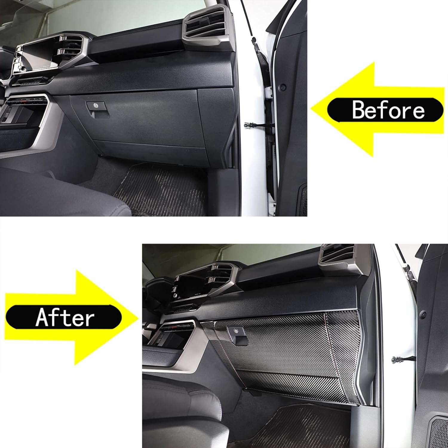 Aunginsy Car Passenger Glove Box Panel Trim Sticker Compatible with Toyota Tundra/Sequoia 2022 2023 2024 Pickup Truck Real Carbon Fiber Decorative Sticker Protection Cover Interior Accessories