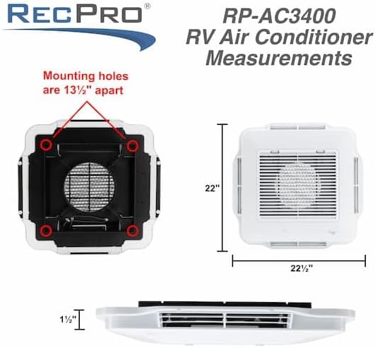 RecPro RV Air Conditioner 13.5K BTU | Low Profile Non-Ducted AC with Heat Pump | Quiet Cooling & Heating | 110–120V | Easy Install | for Campers, Travel Trailers, RVs, Motorhomes, Food Trucks (Black)