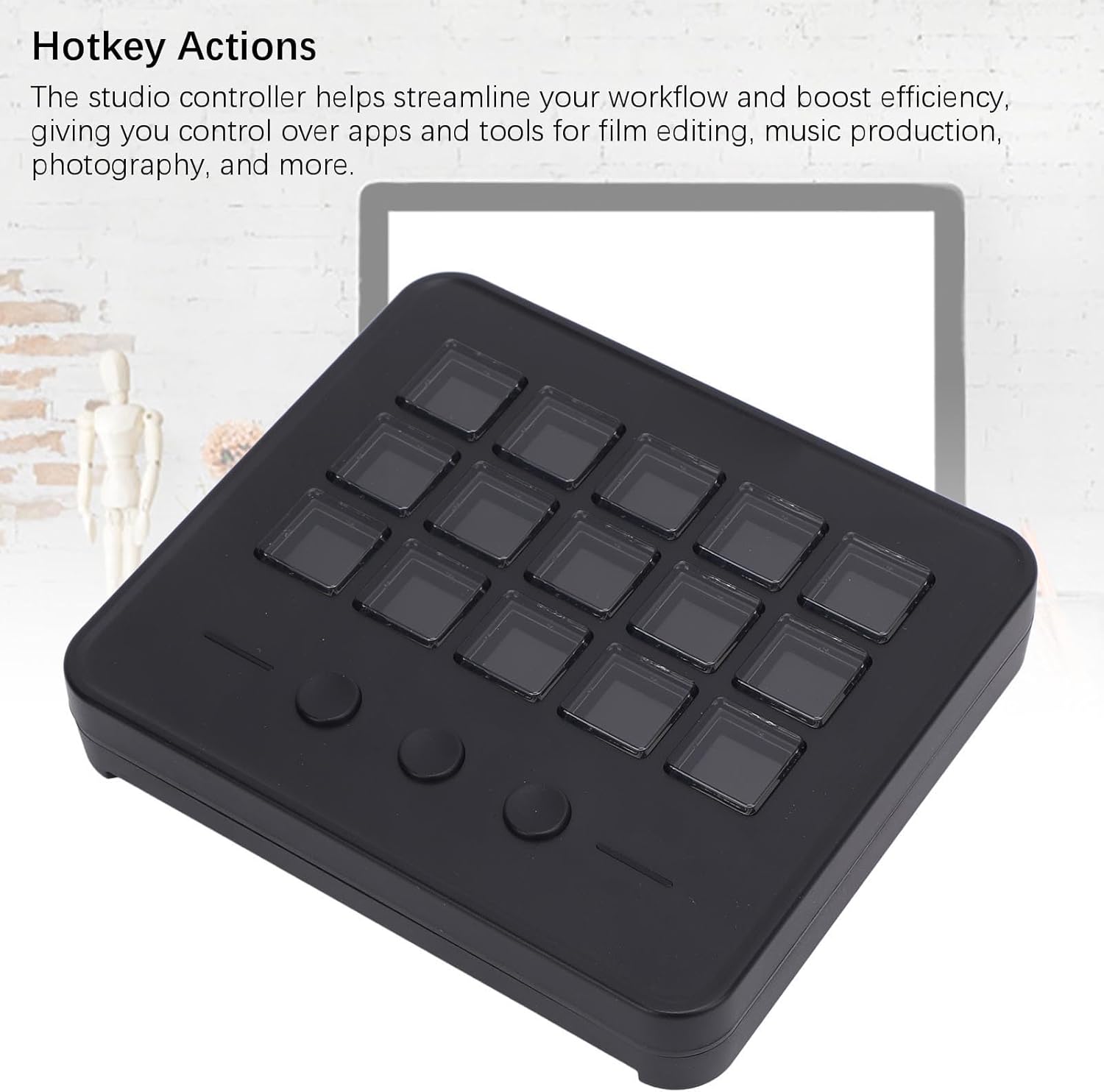 Jiawu Studio Controller, Stream Control Deck with 15 LCD Macro Keys Customizable, Game Operations Stream Keyboard, Trigger Actions on OBS, Works with and PC