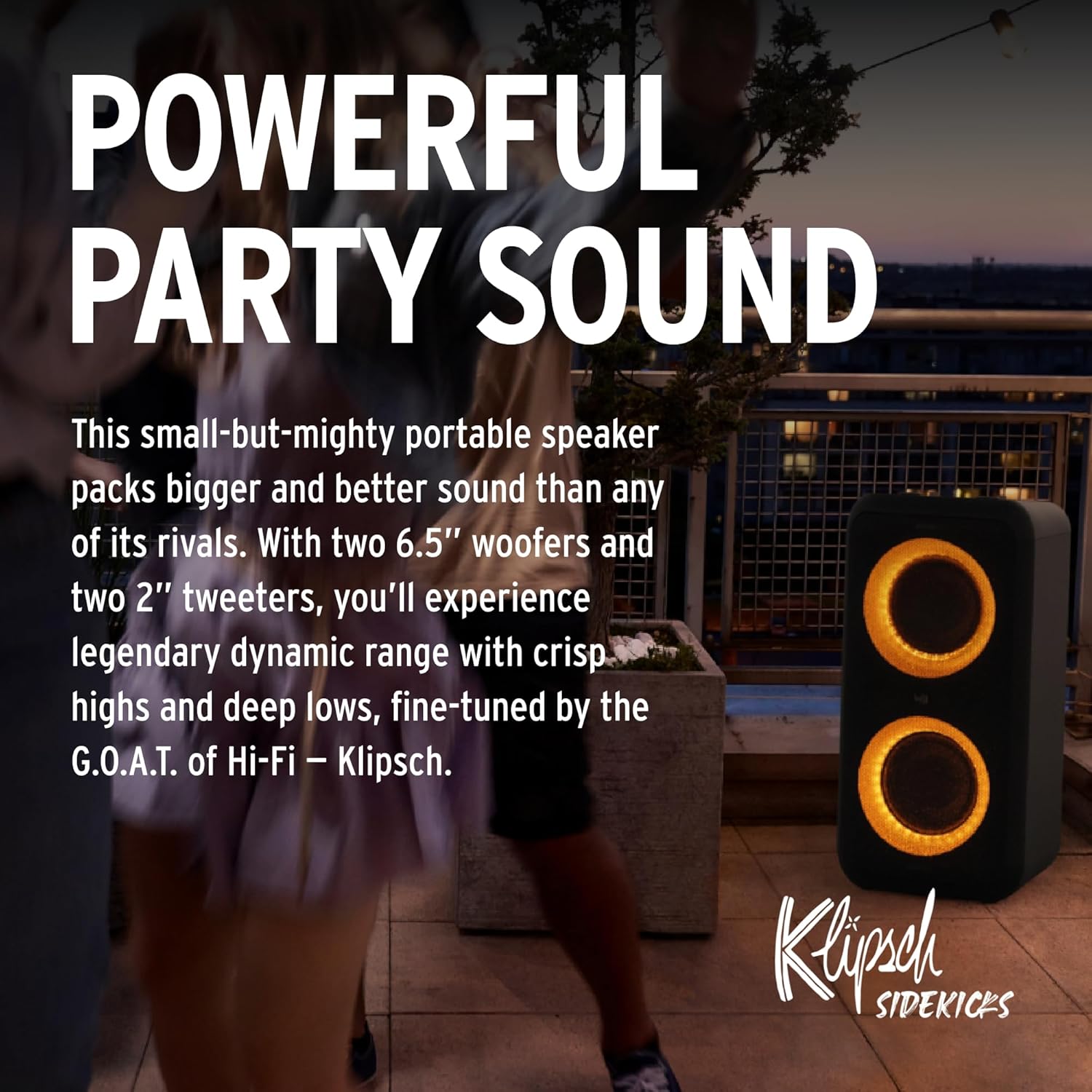 Klipsch Gig XXL, Black - Portable Wireless Bluetooth Speaker - Multiple Color Modes - Bass Boost - Two 6.5