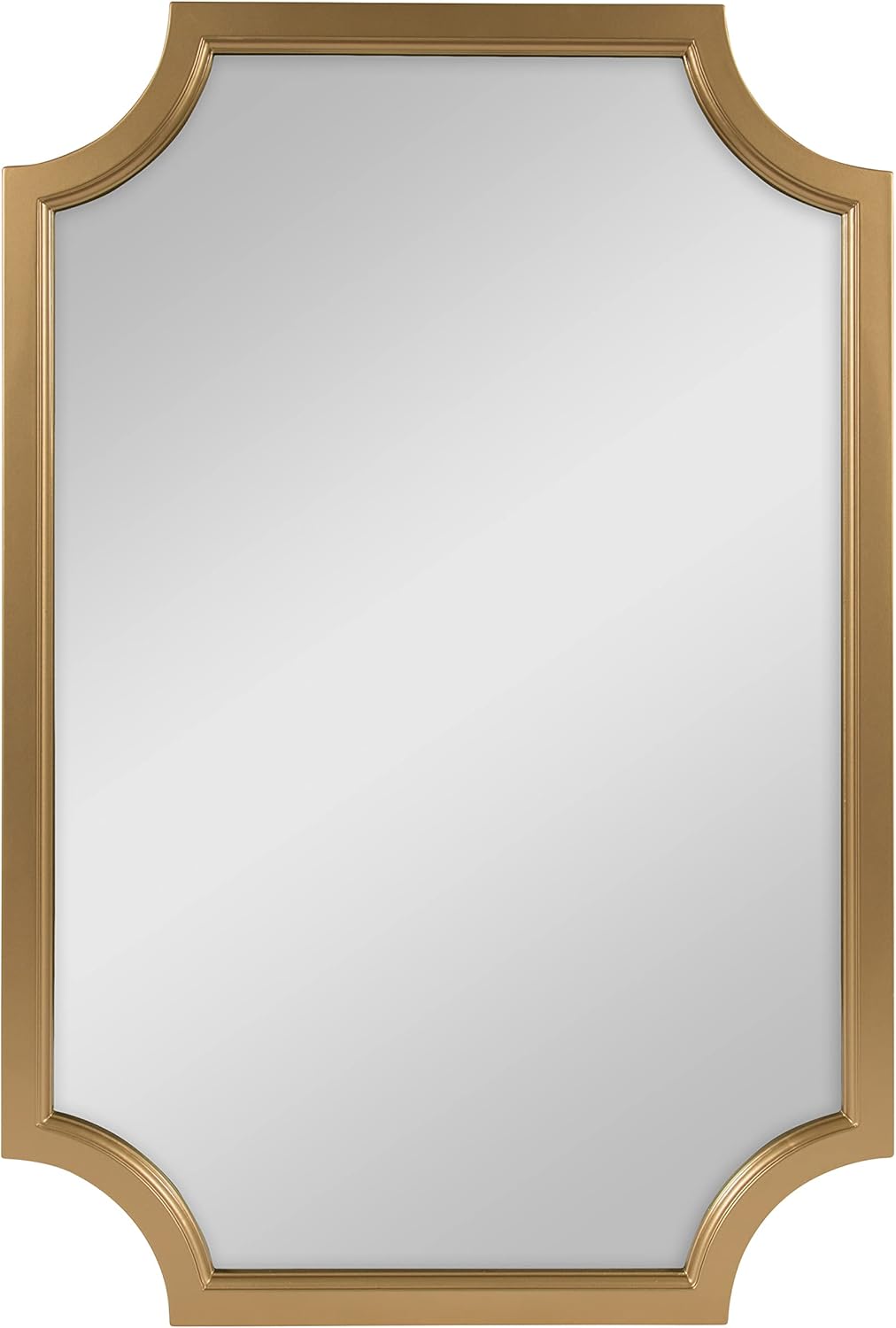 Kate and Laurel Hogan Wood Framed Wall Accent Mirror with Scalloped Corners, 24x36 Inches, Gold