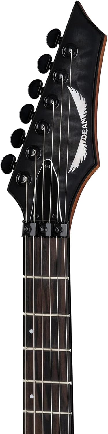Dean Exile Select Floyd Neck-Thru Archtop, Satin Black Burst, EXILE SEL F NT QM SBB