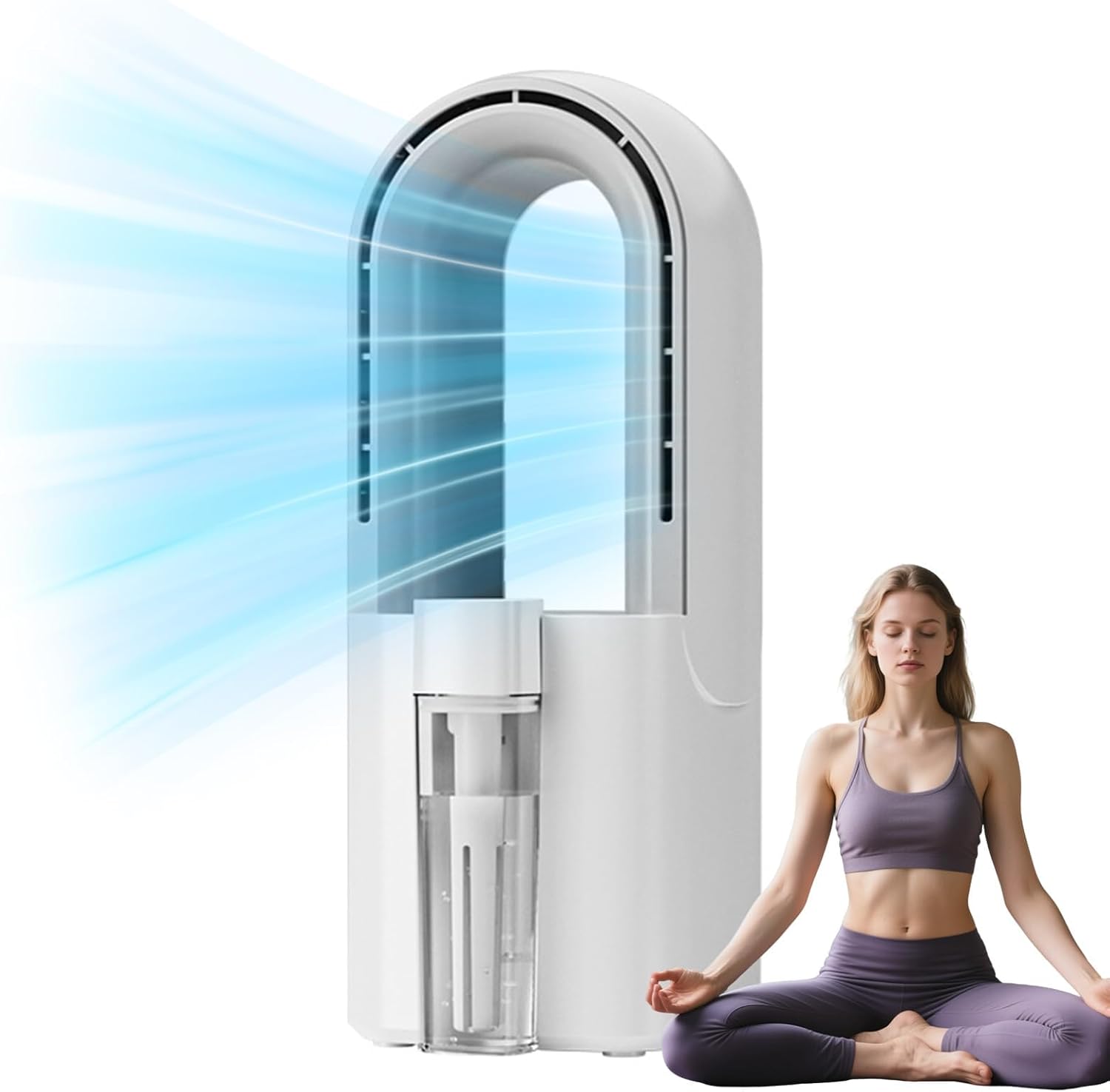 Portable AC Air Conditioner Portable Compact Indoor Air Conditioner with Removable Water Tank, Energy Efficient, Cooler Device for Bedroom, Living Room, Apartment, Studio (White)