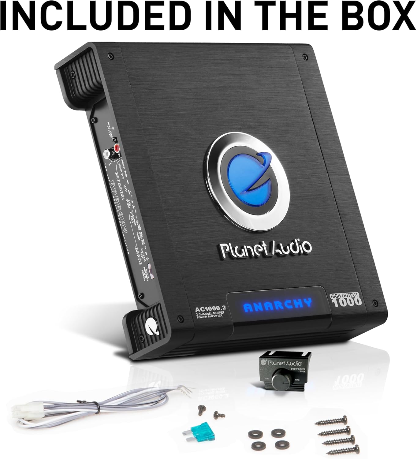 Planet Audio AC1000.2 2 Channel Car Amplifier - 1000 Watts, Full Range, Class A/B, 2-4 Ohm Stable, Mosfet Power Supply, Bridgeable