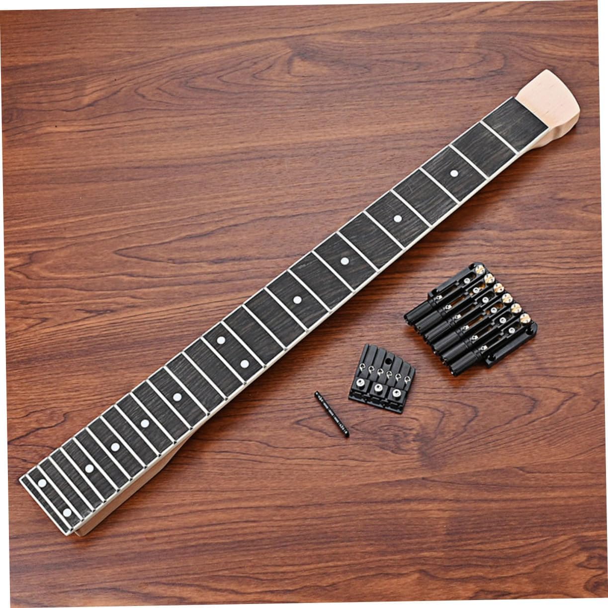 Electric Guitar Neck Bridge Set Maple Wood Unfinished Fret Fingerboard for Diy Projects