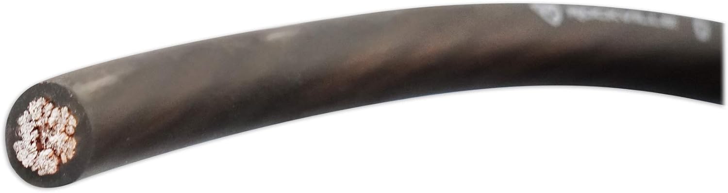 Rockville R0G50BLACK 0 Gauge 50 Ft Power and Ground Wire Cable, Flexible PVC Jacket, High-Strand Count, Durable Black Spool for Car Audio Amplifiers and Subwoofers