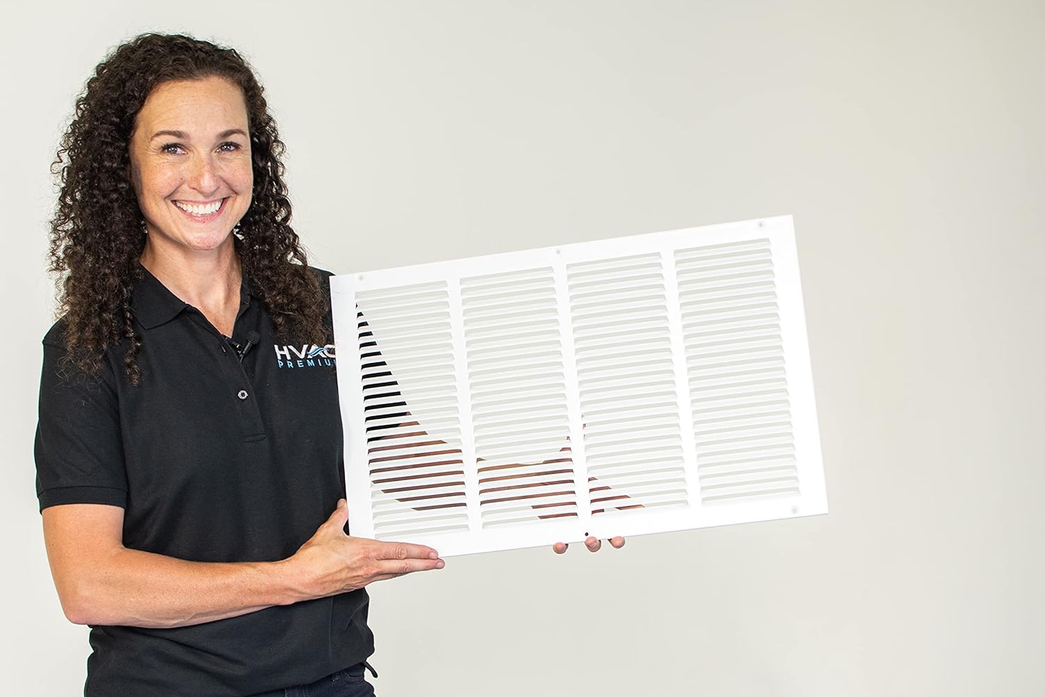 HVAC Premium 34'' x 16'' [Duct Opening] Flat Stamped Steel Return Air Grille - Sidewall and Ceiling - HVAC Vent Duct Cover - White [Outer Dimensions: 35.75''w X 17.75''h]