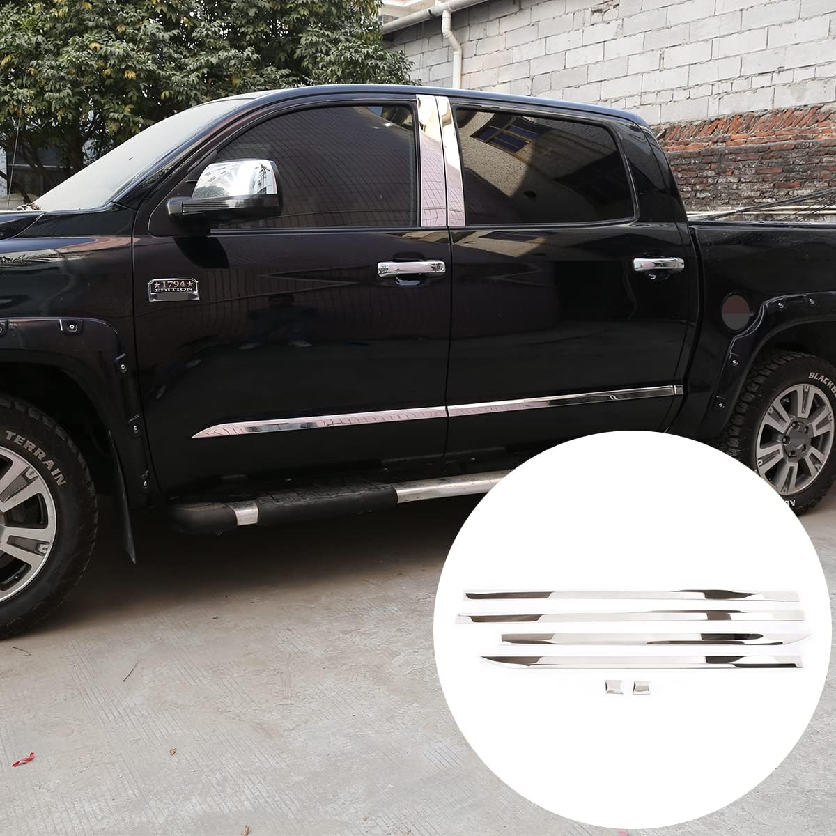 Aunginsy Car Body Panel Trim Strip Compatible with Toyota Tundra 2007-2021 Car Body Door Side Panel Stainless Steel Waistline Sticker Long Stripes Molding Decorative Cover Protect Exterior Accessories