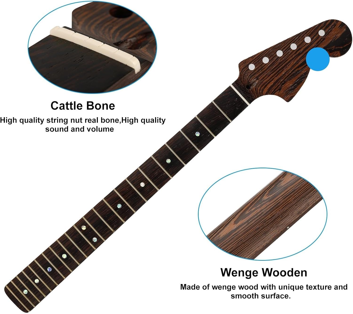 22 Fret ST Wenge Electric Guitar Neck Big Head for ST Style Guitar DIY Parts Replacement