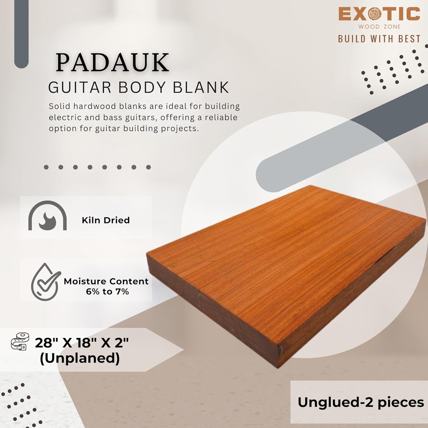 Exotic Wood Zone | African Padauk Explorer Electric/Bass Musical Guitar Luthier Tonewood Body Blanks | 28