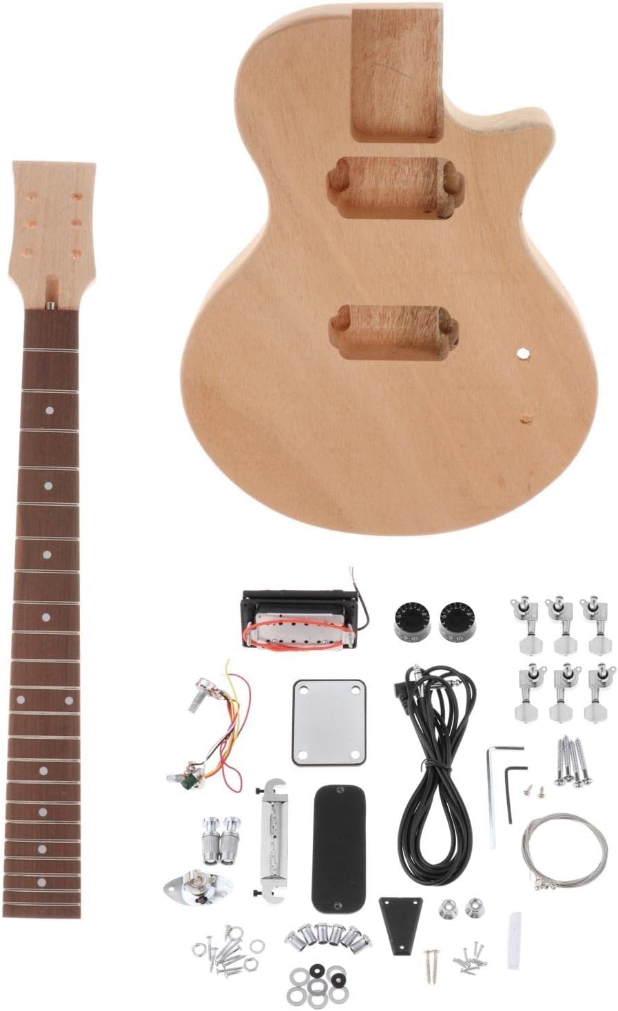 Unfinished DIY Electric Guitar Kit Mahogany Body & Rosewood Fingerboard Guitar Neck Unfinished Guitar Body