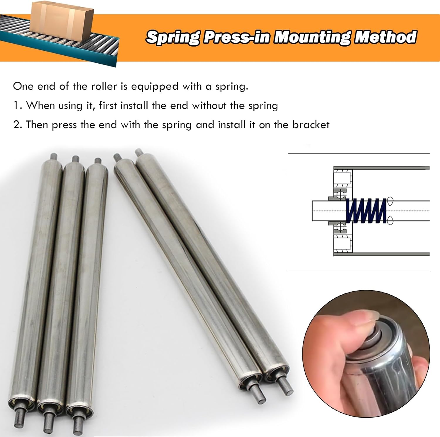 30 Pack Stainless Steel Gravity Roller Conveyor - 1.5