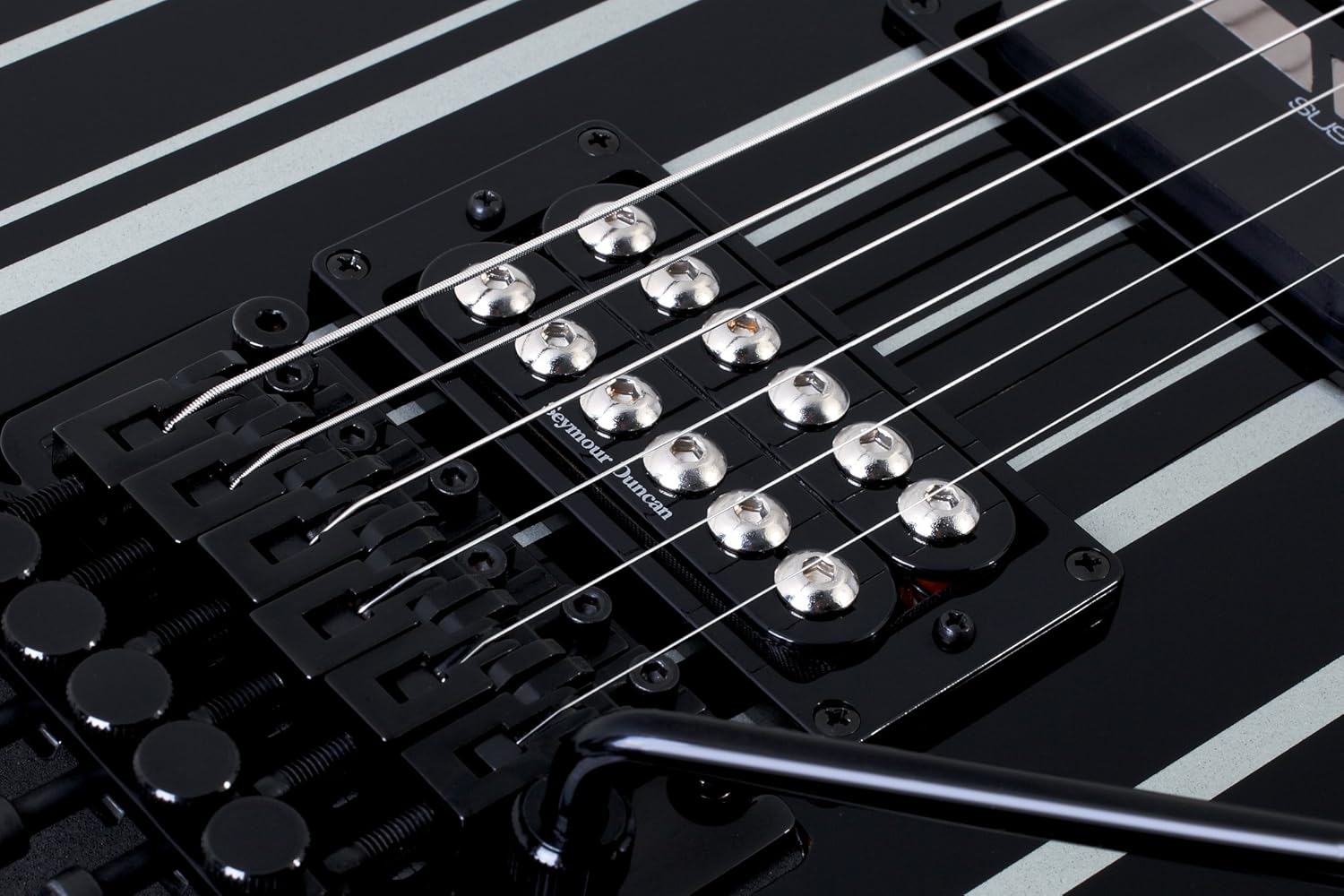 Schecter 203 Synster Custom-Sustainiac 6-String Electric Guitar (Black/Silver)