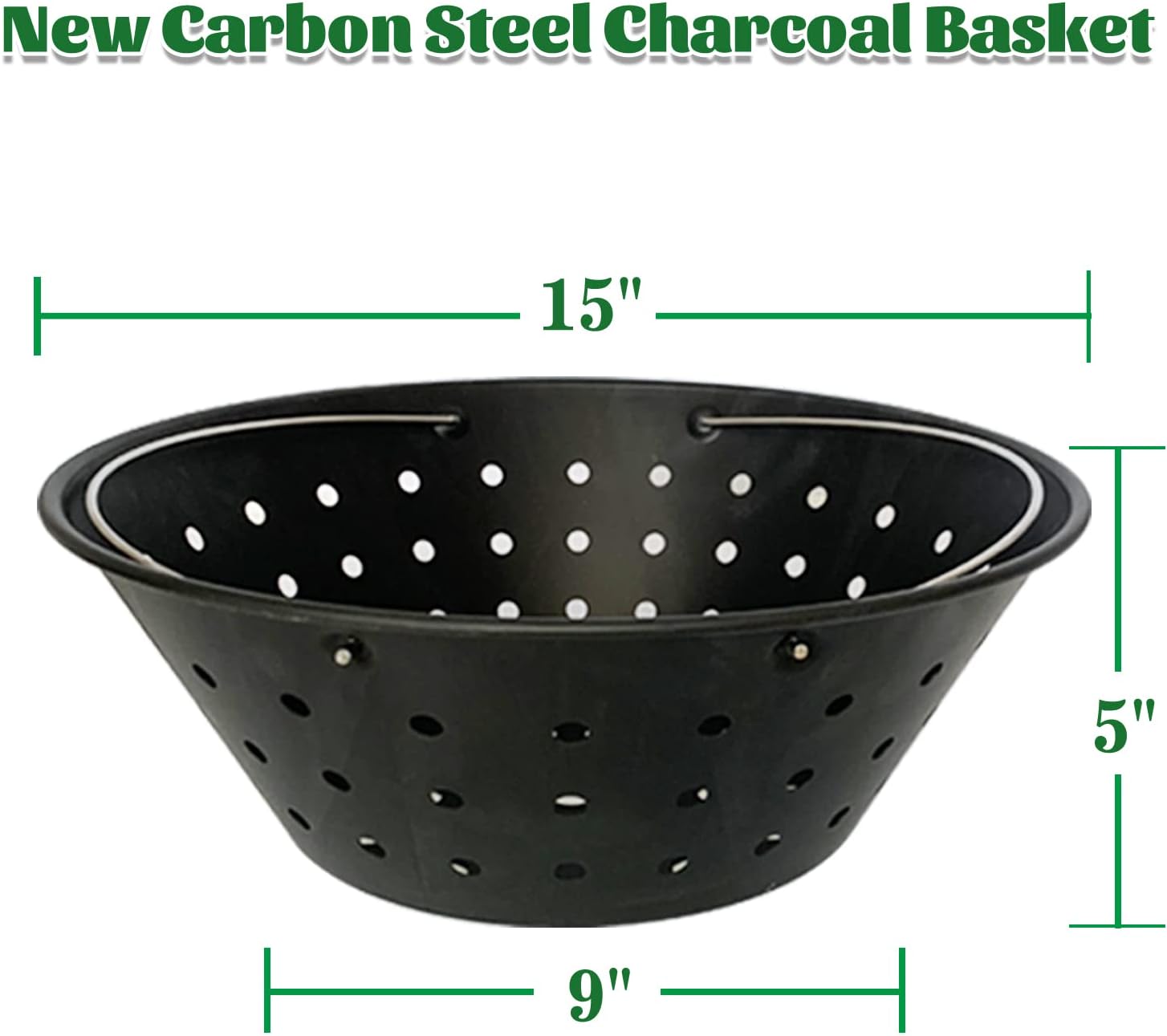 KAMaster Carbon Steel Charcoal Basket Fire Bowl Compatible with Large Big Green Egg,Ash Basket Kamado Grill Accessories Fire Box Bowls Ash Basket,Kamado Grill Joe Classic and Other Similar Grills