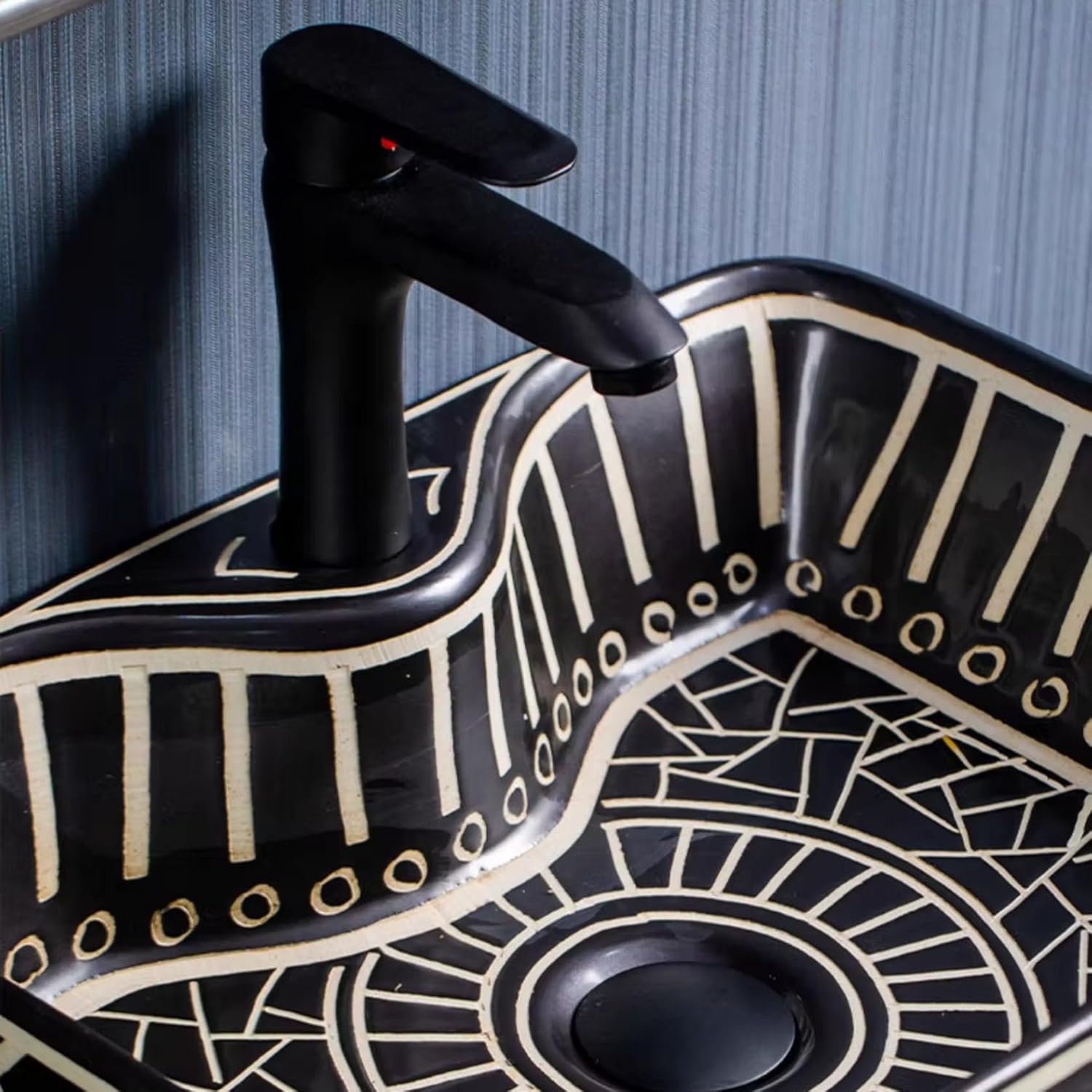 Bathroom Sink Corner, Wall Mount Hung Small Vessel Sink, Wall-Mounted Wash Basin,Black