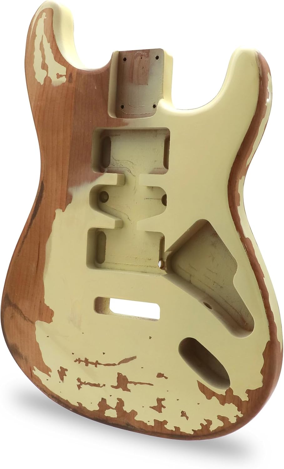 Sunsmile Relic Electric Guitar Body ST Style Nitro Alder DIY Guitar Body H-S-H Route Relic Cream Yellow.